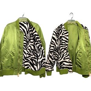 RARE Supreme NY Men's Green Zebra Reversible MA-1 Bomber Jacket size L AUTHENTIC